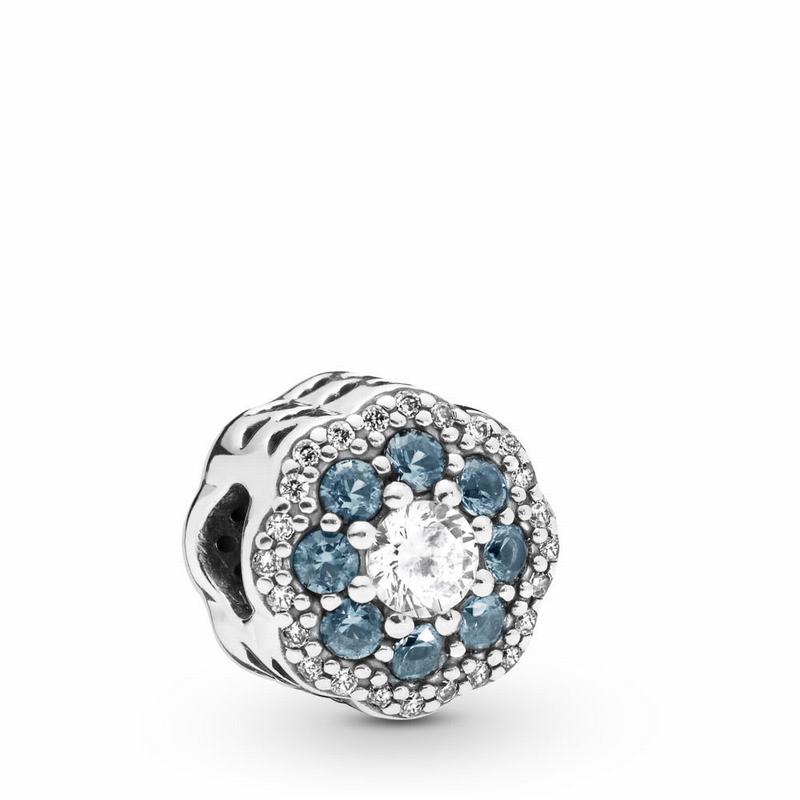 Talismane Pandora Blue Sparkle Flower Argint/Albastri (CVfvpmu9)